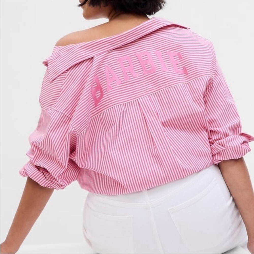 Gap × Barbie™ Adult Organic Cotton Stripe Big Shirt - Picture 3 of 8